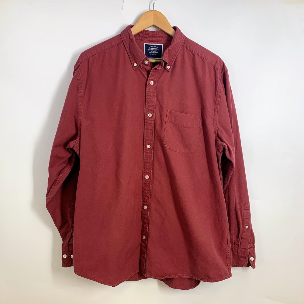 Charles Tyrwhitt Mens Classic Fit Button Down Shirt Cotton Long Size XL